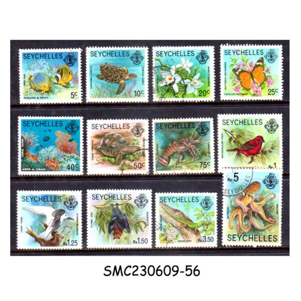 SEYCHELLES - 1980 FLORA & FAUNA MARINE LIFE FISH BIRDS FLOWER REPTILES - 12V - USED