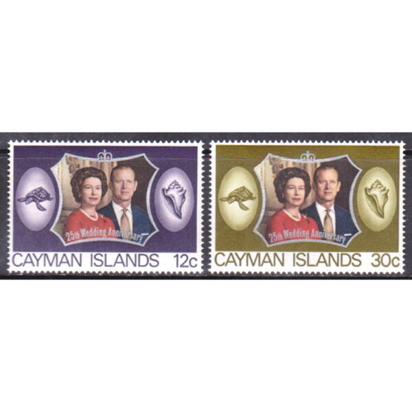 CAYMAN ISLANDS - 1972 QEII SILVER WEDDING - 2V - MINT NH