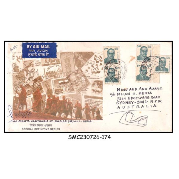 STAMPS from INDIA - 2001 SPECIAL DEFINITIVE SERIES COVER TO AUSTRALIA WITH Dr. B.R. AMBEDKAR STAMPS