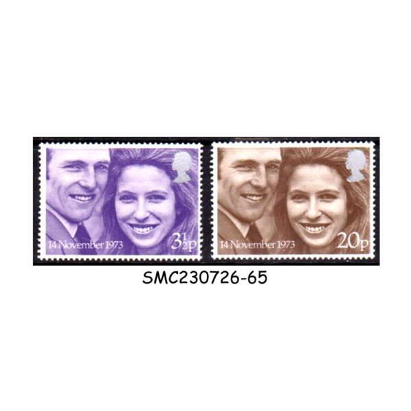 GREAT BRITAIN - 1973 PRINCESS ANNE & CAPTAIN MARK PHILIPS ROYAL WEDDING - 2V MINT NH