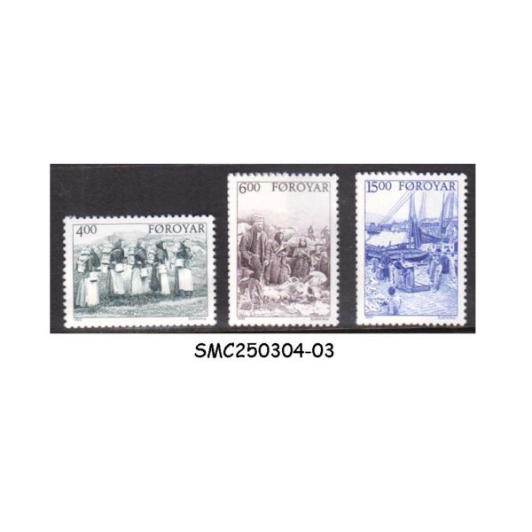 FAROE ISLANDS - 1995 RURAL LIFE AROUND 1900 - 3V MINT NH