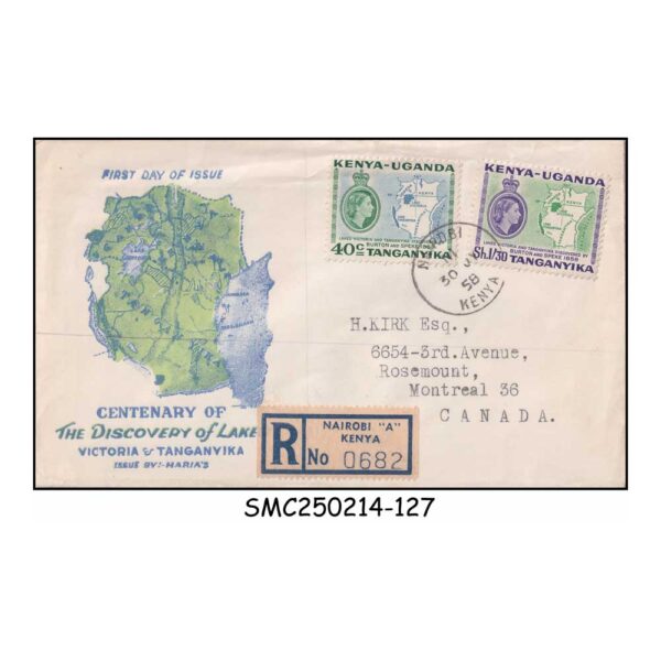 KENYA UGANDA TANGANYIKA - 1958 CENTENARY OF THE DISCOVERY OF LAKE VICTORIA - FDC REGISTERED
