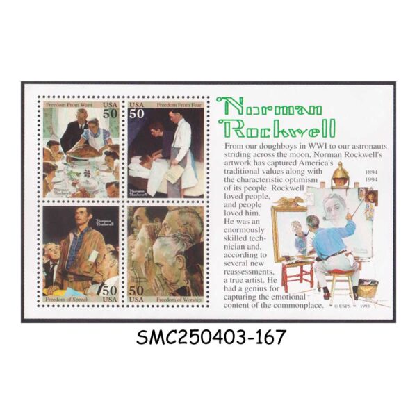 STAMPS from USA UNITED STATES 1994 NORMAN ROCKWELL - MIN. SHEET MINT NH