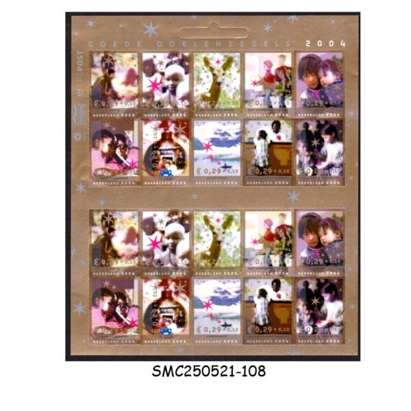 STAMPS from NETHERLANDS - 2004 DECEMBER STAMPS / CHARITY STAMPS - FULL PANE - MNH SELF-STICK STAMPS