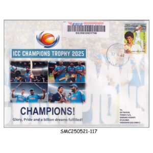 Stamps from INDIA - 2025 ICC CHAMPION TROPHY / CRICKET COMMERCIAL COVER - USED EMS POST