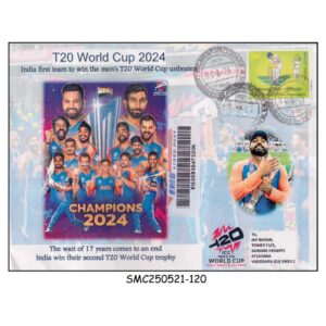 Stamps from INDIA - 2025 T20 WORLD CUP CHAMPIONS INDIA  / CRICKET COMMERCIAL COVER - USED EMS POST
