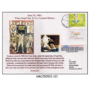 Stamps from INDIA - 2022 KAPIL DEV MADE HISTORY IN 1983 WON CRICKET WORLD CUP COMMERCIAL COVER USED
