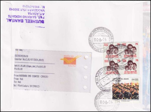 Stamps from INDIA - 2024 ROHIT & VIRAT ANNOUNCED T20I RETIREMENT / CRICKET COMMERCIAL COVER USED - Image 2