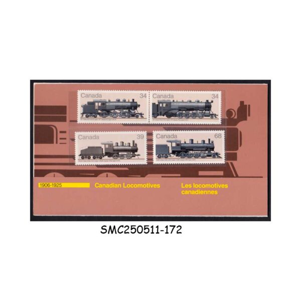 STAMPS from CANADA - 1985 THEMATIC COLLECTION #32 CANADIAN LOCOMOTIVES / RAILWAY - 4V MNH