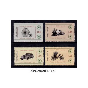STAMPS from VENEZUELA - 1981 TRANSPORT HISTORY / CAR CYCLE TRAINS - 4V MINT NH