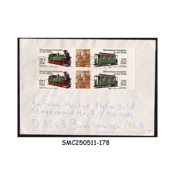 COVER from GERMANY - 1980 COVER TO BURGHAUSEN WITH RAILWAY LOCOMOTIVES STAMPS