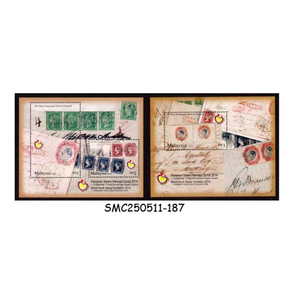 STAMPS from MALAYSIA - 2014 WORLD YOUTH STAMP EXHIBITION - SET OF 2 MIN. SHEETS MNH