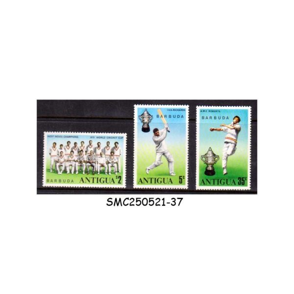 STAMPS from ANTIGUA & BARBUDA - 1975 WEST INDIES CHAMPIONS WORLD CRICKET CUP 3V MNH