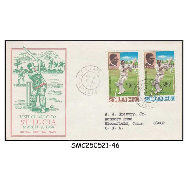 COVER from ST. LUCIA - 1968 OPENING OF VISIT OF MCC TO ST. LUCIA / CRICKET - FDC