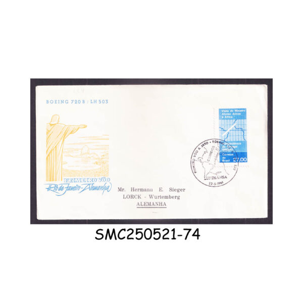 FIRST FLIGHT COVER from BRAZIL 1961 LUFTHANSA RIO de JANEIRO to WÜRTTEMBERG GERMANY FFC