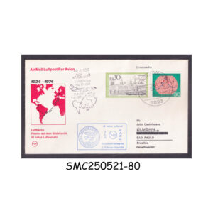 FIRST FLIGHT COVER from GERMANY 1974 LUFTHANSA GERMANY to SAO PAULO FFC