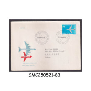 FIRST FLIGHT COVER from SWITZERLAND 1960 SWISSAIR JET FLIGHT ZURICH-GENEVA-NEW YORK FFC