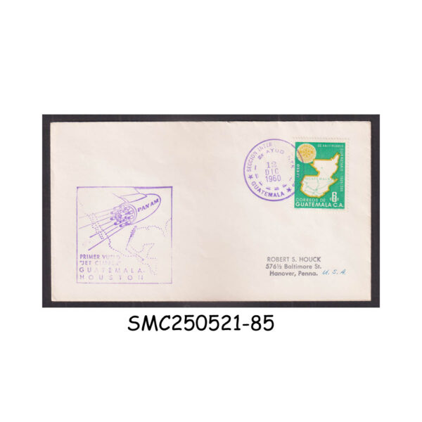 FIRST FLIGHT COVER from GUATEMALA 1960 PAN AM AIRLINES GUATEMALA to HOUSTON FFC