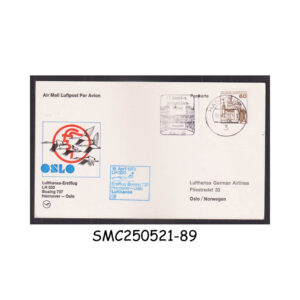FIRST FLIGHT CARD from GERMANY 1976 LUFTHANSA BOEING 737 HANOVER to OSLO FFC