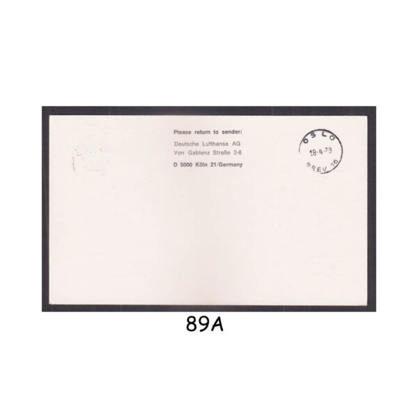 FIRST FLIGHT CARD from GERMANY 1976 LUFTHANSA BOEING 737 HANOVER to OSLO FFC - Image 2