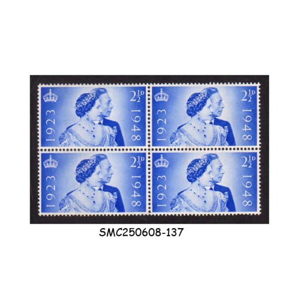 Stamps from GREAT BRITAIN - 1948 KGVI SILVER WEDDING SG#493 - BLOCK OF 4 - MINT NH