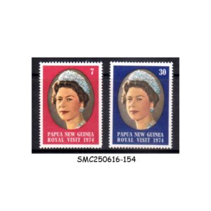 Stamps from PAPUA NEW GUINEA - 1974 QEII ROYAL VISIT - 2V MINT HINGED