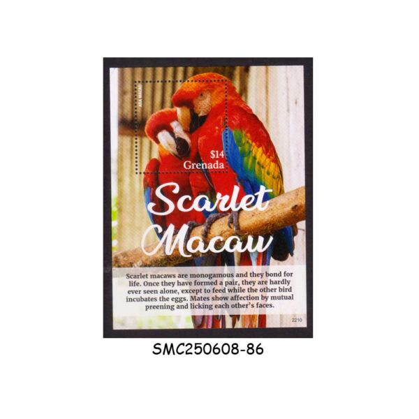 Stamps from GRENADA - 2022 SCARLET MACAW / BIRD - MIN. SHEET MINT NH