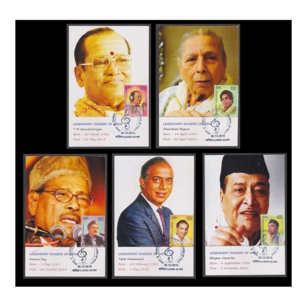 Stamps from INDIA - 2016 LEGENDARY SINGERS OF INDIA - SET OF 10 MAXI CARDS - FDI - Image 2
