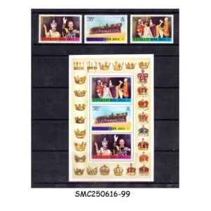 Stamps from TUVALU - 1977 QEII SILVER JUBILEE - SET OF 3-STAMPS + 1-MIN. SHEET MINT NH
