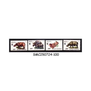 Stamps from INDONESIA - 1996 WWF -  RHINOCEROS / WILD ANIMALS - 4V - MINT NH