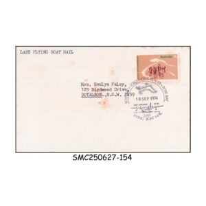 Cover from AUSTRALIA 1974 LAST FLYING BOAT MAIL  ROSE BAY LORD to HOWE ISLAND to ROSE BAY  COVER