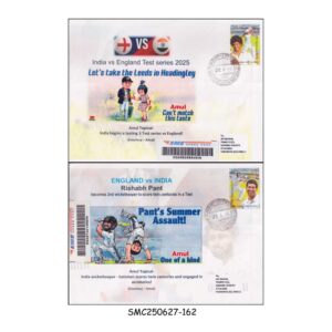 Stamps from INDIA 2025 AMUL TOPICAL INDIA vs ENGLAND CRICKET TEST SERIES COMM. USED 2 COVERS
