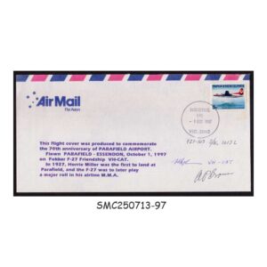 Cover from PAPUA NEW GUINEA 1995 70th ANNIV. OF PARAFIELD AIRPORT - FLIGHT COVER WITH CANCL.