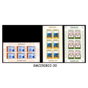 Stamps from GIBRALTAR - 1977 AMPHILEX / EUROPA - SET OF 3 MIN. SHEET MINT NH