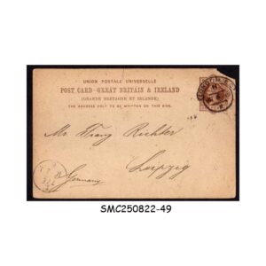 Postal Stationery from GREAT BRITAIN & IRELAND - 1889 1d QV UPU POSTCARD TO GERMANY