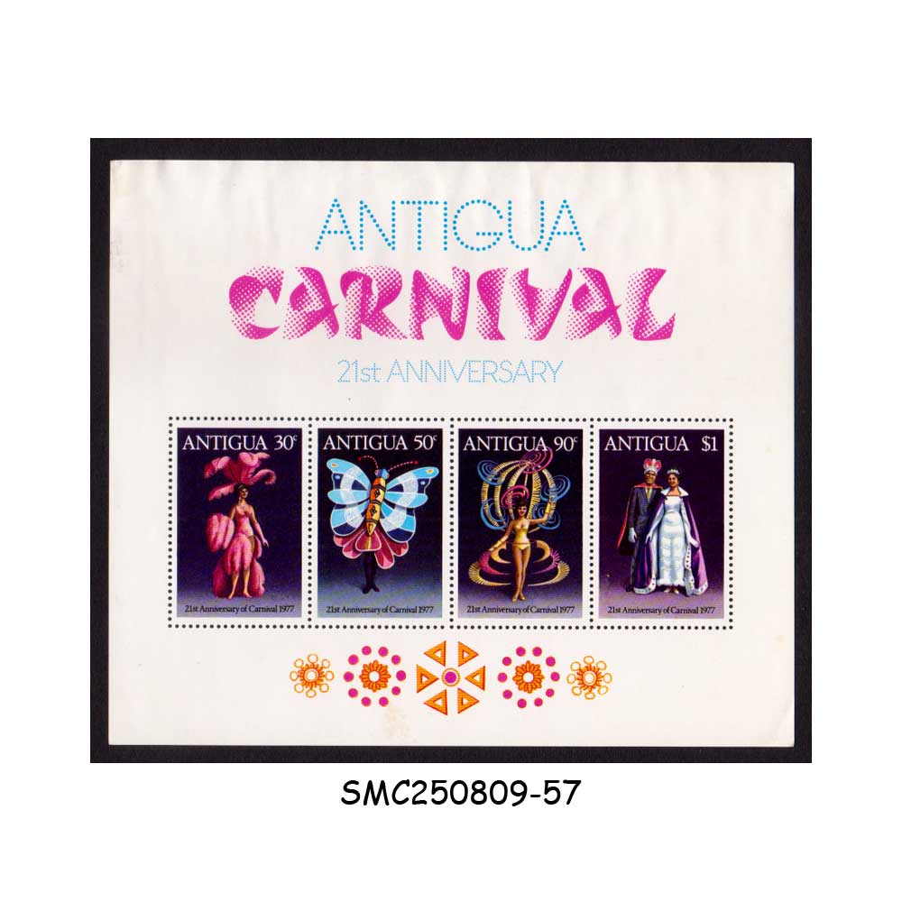 Stamps from ANTIGUA - 1977 21st ANNIVERSARY CARNIVAL - MIN. SHEET MINT NH