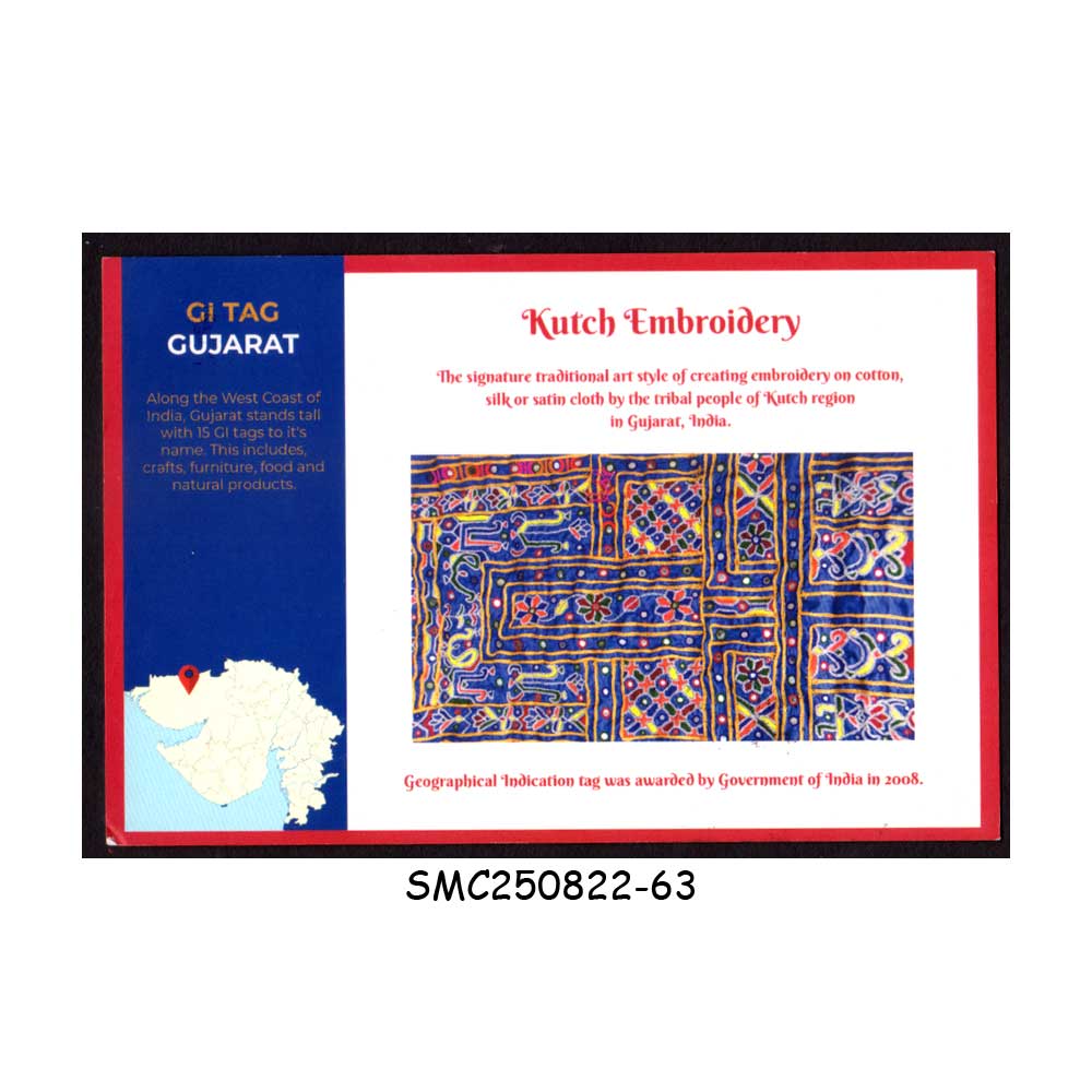 Stamps from INDIA - 2020 METER FRANKING PICTURE POSTCARD OF KUTCH EMBROIDERY WITH COVID MESSAGE - USED