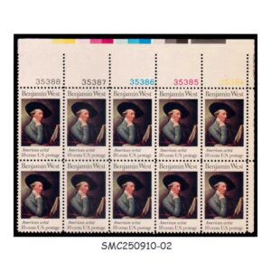 Stamps from UNITED STATES USA - 1975 BENJAMIN WEST - ARTIST  SCOTT#1553 - BLOCK OF 10 MNH