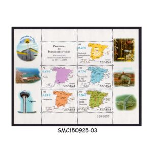 Stamps from SPAIN - 2001 150th ANNIVERSARY OF MINISTRY OF DEVELOPMENT - MIN. SHEET MINT NH