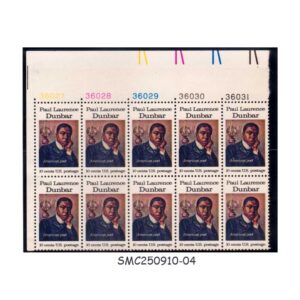 Stamps from UNITED STATES USA - 1975 PAUL LAURENCE DUNBAR - ARTIST - BLOCK OF 10 MNH