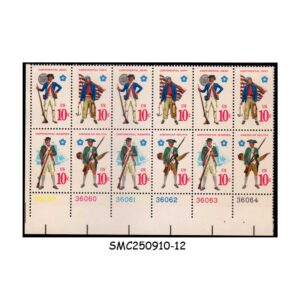 Stamps from UNITED STATES USA - 1975 REVOLUTIONARY WAR UNIFORM - BLOCK OF 12 - MINT NH