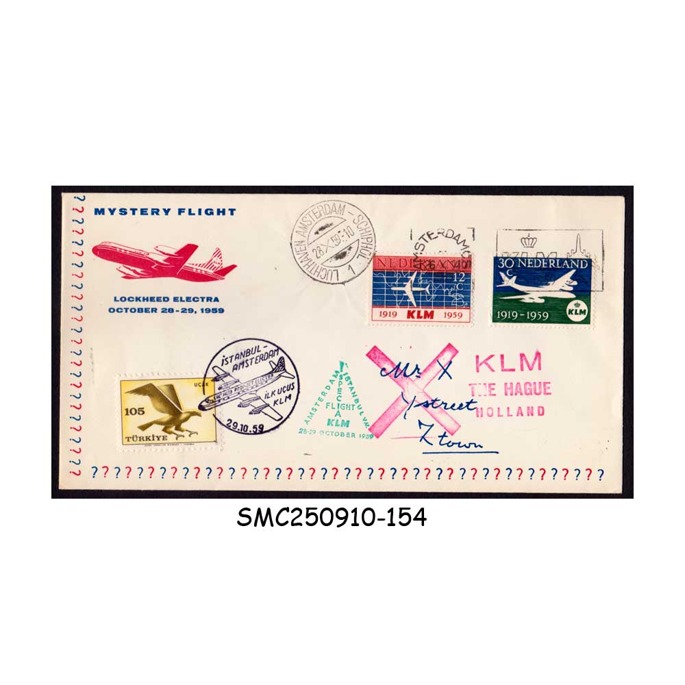 Stamps from NETHERLANDS - 1959 KLM FLIGHT AMSTERDAM to ISTANBUL SPACE FLIGHT COVER FFC