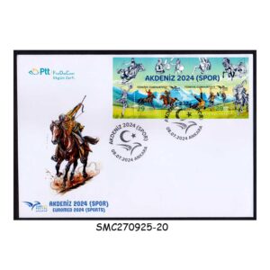 Stamps from TURKEY - 2024 EUROMED - TRADITIONAL SPORTS / HORSE - MS - FDC