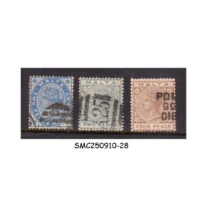 Stamps from MALTA - 1885-90 QV SG#23,24 & 27 - 3V - USED