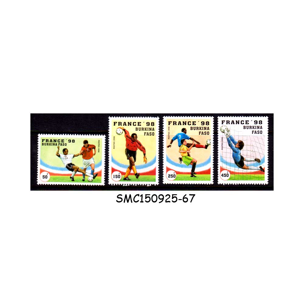Stamps from BURKINA FASO - 1996 FIFA WORLD CUP 1998 - FRANCE '98 / FOOTBALL - 4V MINT NH