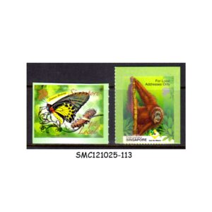 Stamps from SINGAPORE - 2001 ORANG UTAN & 2010 BUTTERFLY - 2V MINT NH SELF-ADHESIVE STAMPS