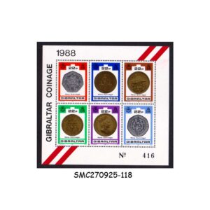 Stamps from GIBRALTAR - 1988 NEW COINAGE - MIN. SHEET MINT NH