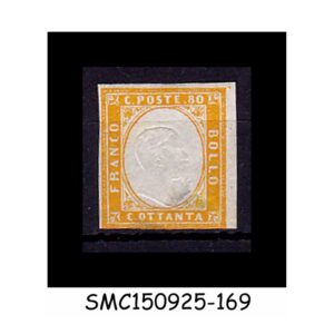 Stamps from ITALY - 1862 80c orange KING VICTOR SCOTT#21 - 1V MH IMPERF