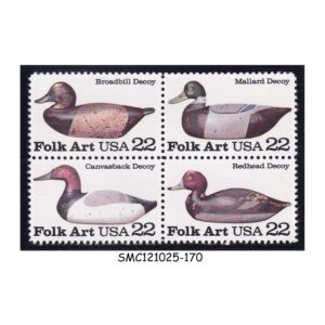 Stamps from UNITED STATES USA - 1985 DUCKS DECOYS / BIRDS  SE-TENANT BLOCK OF 4 MINT NH