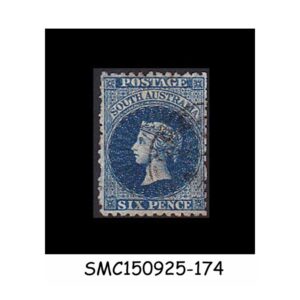 Stamps from SOUTH AUSTRALIA - 1876-84 6d QV deep blue SCOTT#69 - 1V - USED